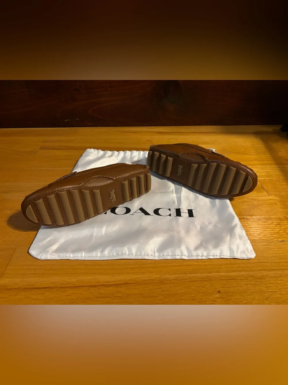 Coach Brown Pebbled Leather Bit Loafers